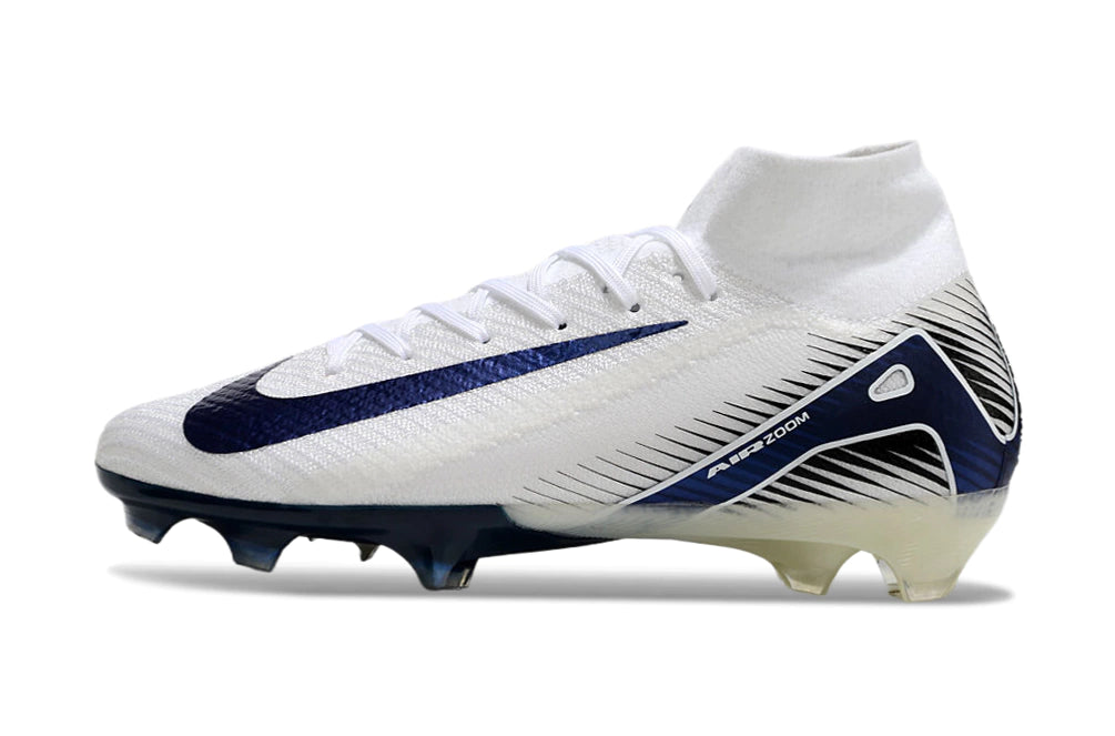 Chuteira Nike Air Zoom Mercurial Superfly 10 Elite Campo - Branco/Azul