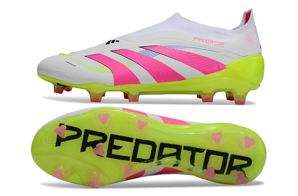 Chuteira Adidas Predator Elite 25 Laceless Campo - Branco/Rosa