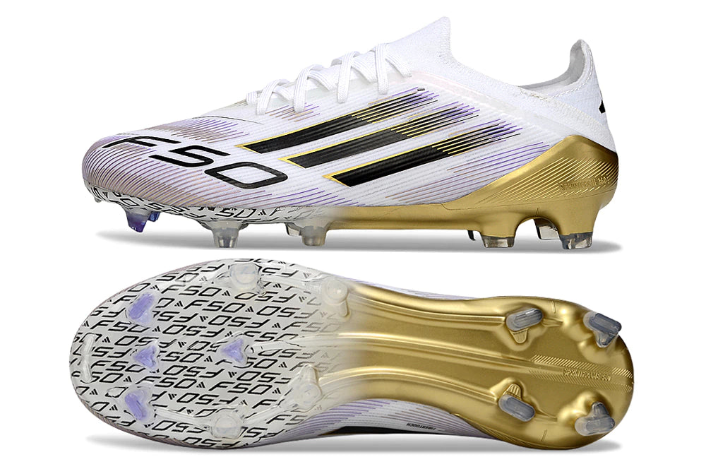 Chuteira Adidas F50 X Campo - Branco/Dourado