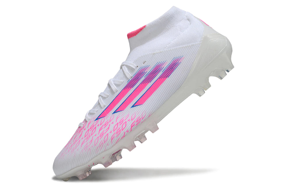 Chuteira Adidas F50 Elite Mid Campo - Branco/Rosa