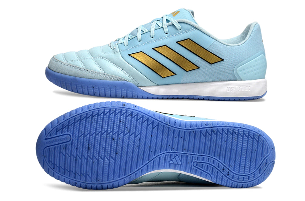 Chuteira Adidas Top Sala Futsal - Branco/Azul/Dourado