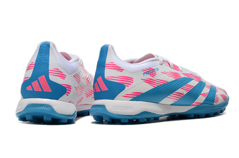 Chuteira Adidas Predator PredStrike Elite Society - Branco/Azul/Rosa