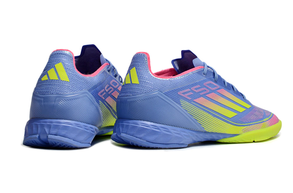 Chuteira Adidas X F50 Futsal - Azul/Verde/Rosa