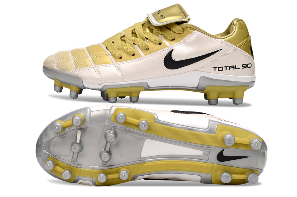 Chuteira Nike Total 90 Campo - Branco/Dourado