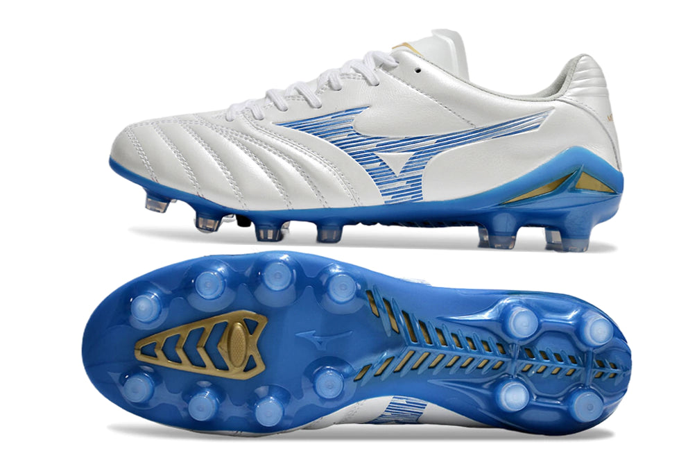 Chuteira Mizuno Morelia Neo 4 Campo - Branco/Azul
