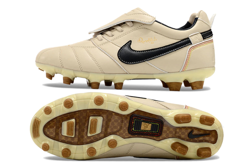 Chuteira Nike Tiempo Legend 10R Elite Campo - Bege/Preto