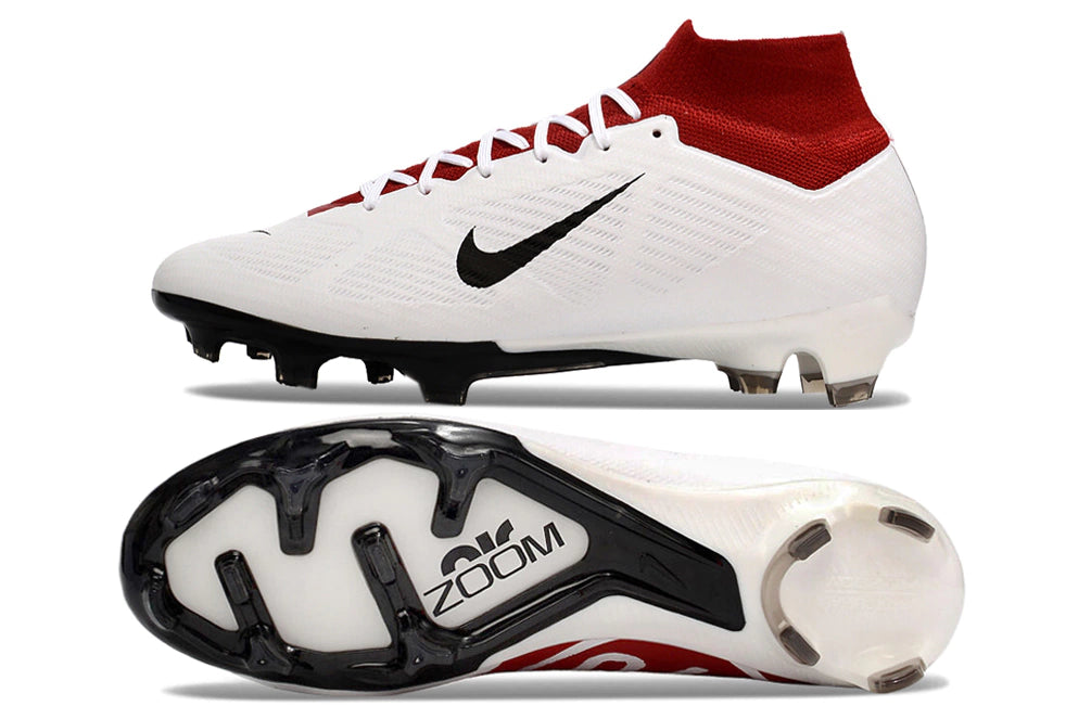 Chuteira Nike Air Zoom Mercurial Superfly 9 Elite FG - Branco/Preto/Vermelho