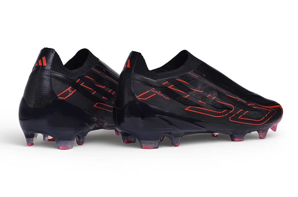 Chuteira Adidas F50 Hyperfast Laceless FG - Preto/Vermelho