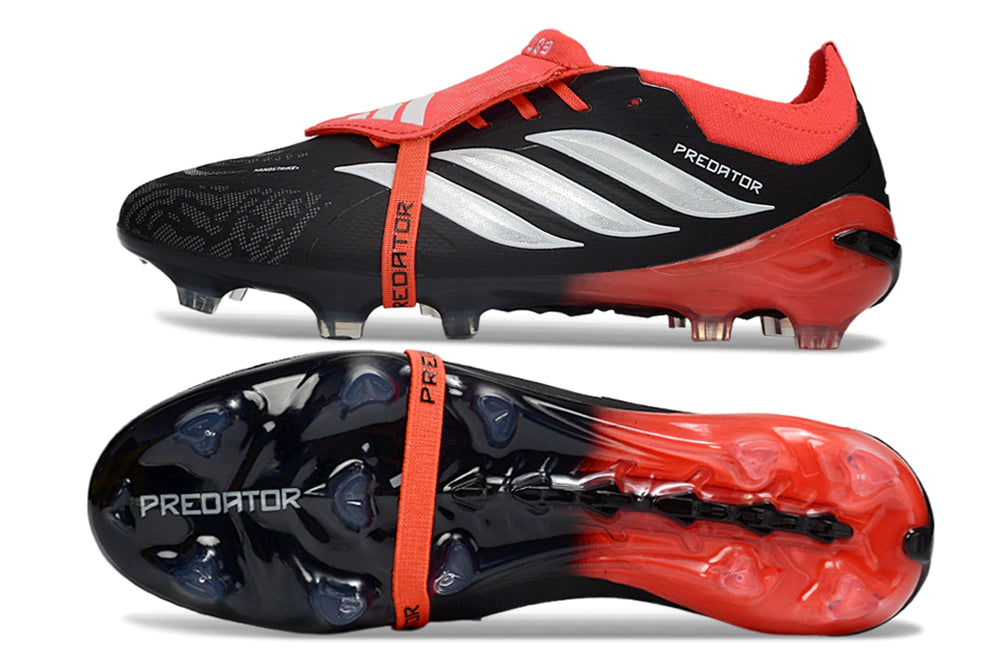 Chuteira Adidas Predator Tongue 26 Elite FG - Preto/Vermelho