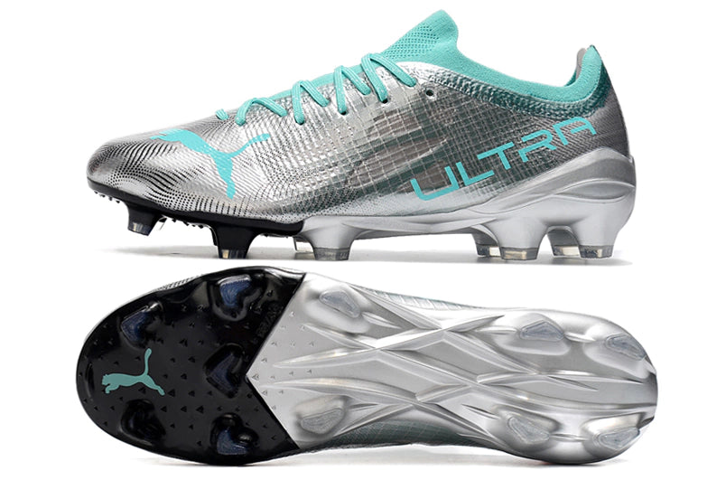 Chuteira Puma Ultra 1.3 Campo FG - Prata/Preto /Azul