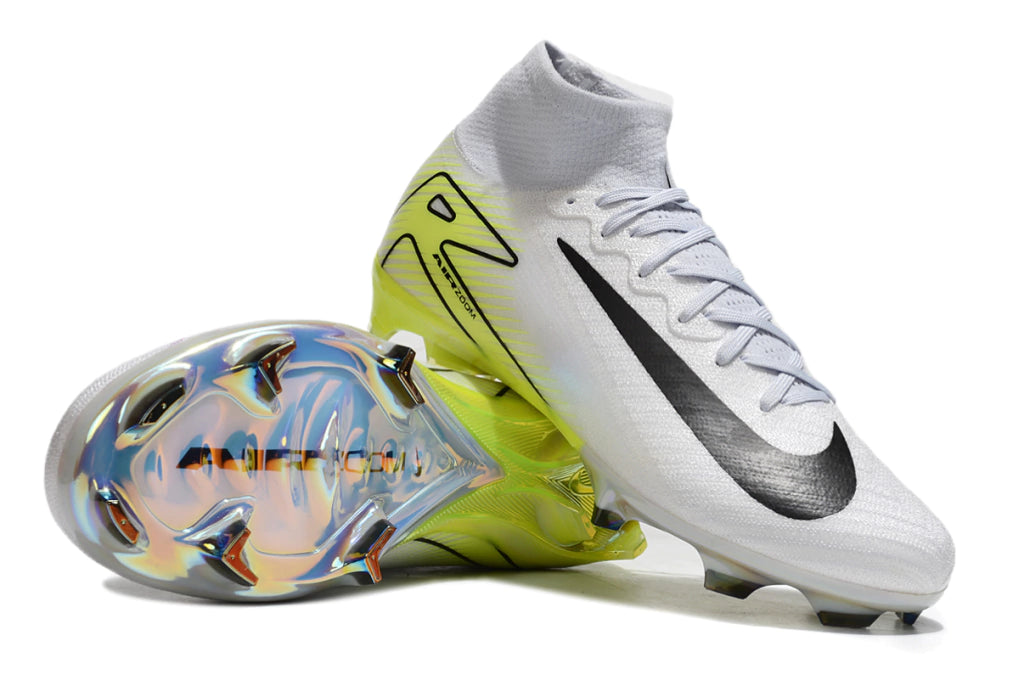 Chuteira Nike Air Zoom Mercurial Superfly 10 Elite Campo - Branco/Verde
