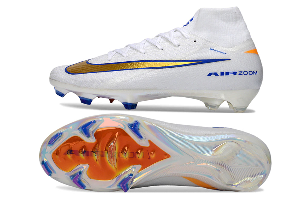 Chuteira Nike Air Zoom Mercurial Superfly 10 Elite Campo - Branco/Azul