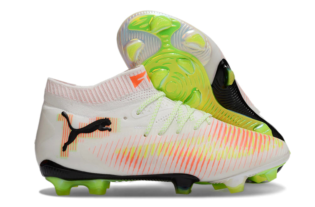 Chuteira Puma Future 8 Ultimate Botinha Campo FG - Branco/Verde/Preto