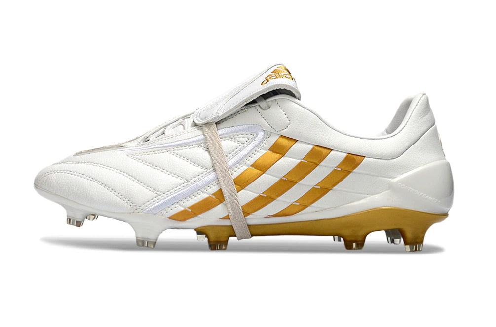 Chuteira Adidas Predator Accelerator FG - Dourado/Branco