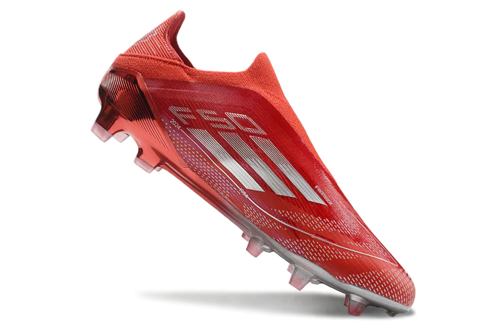 Chuteira Adidas F50 X Laceless Campo - Prata/Vermelho