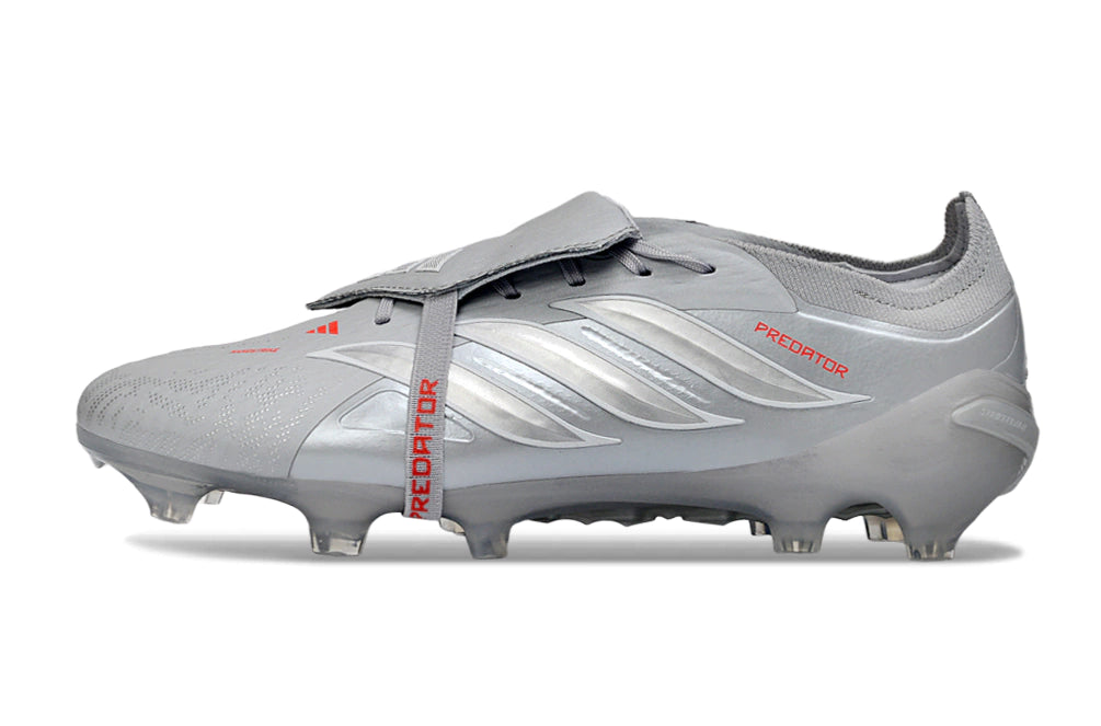 Chuteira Adidas Predator Tongue 26 Elite FG - Cinza/Prata