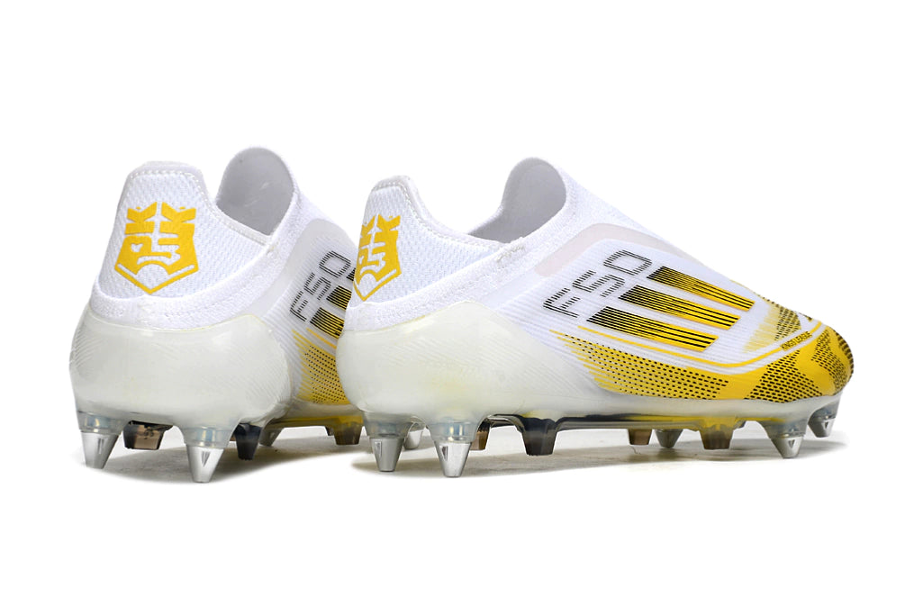 Chuteira Adidas F50 X Laceless Campo SG - Brnaco/Amarelo