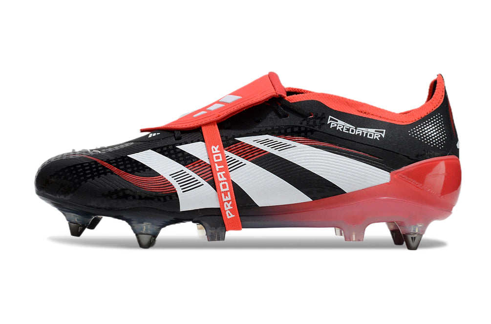 Chuteira Adidas Predator 25 Elite Tongue SG - Preto/Vermelho/Branco