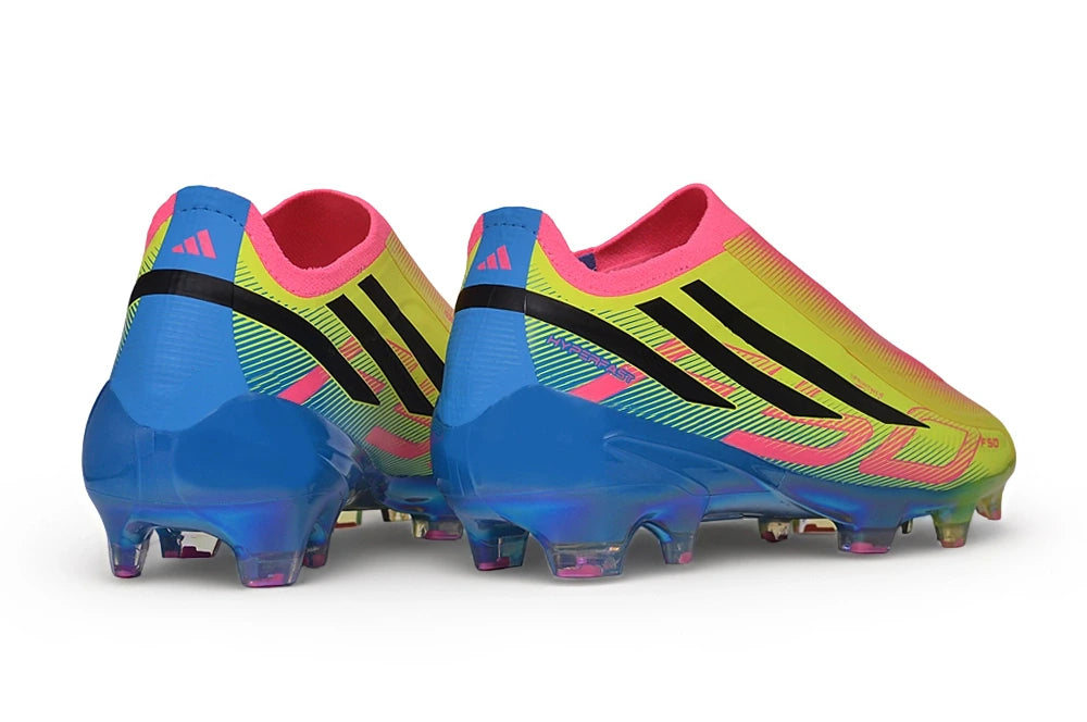 Chuteira Adidas F50 Hyperfast Laceless FG - Rosa/Amarelo