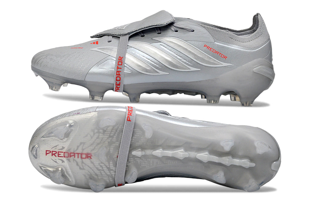 Chuteira Adidas Predator Tongue 26 Elite FG - Cinza/Prata
