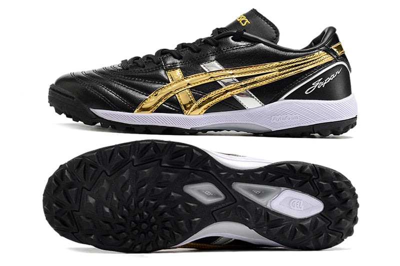 Chuteira Asics Japan Society - Preto/Branco/Dourado