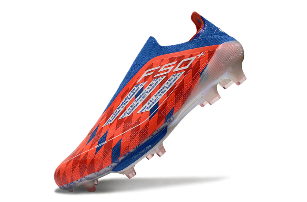 Chuteira Adidas F50+ Elite Campo - Vermelho/Azul/Branco