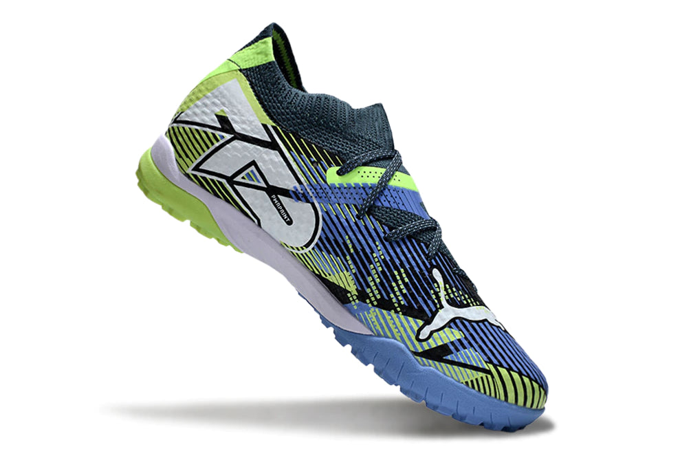 Chuteira Puma Future 7 Match Society - Preto/Azul/Verde