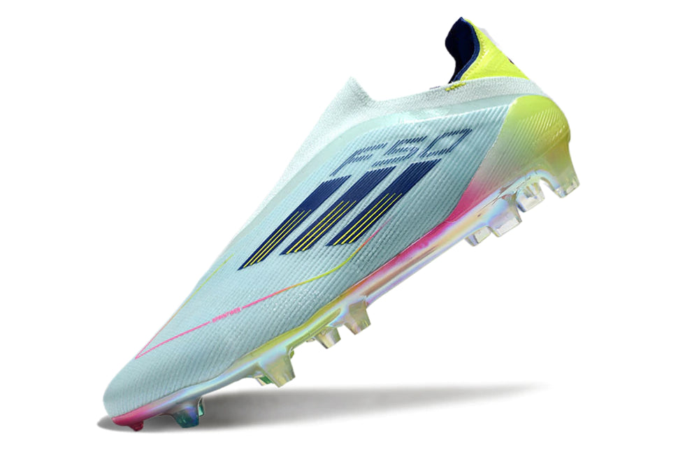 Chuteira Adidas F50 X Laceless Campo - Azul/Verde/Rosa