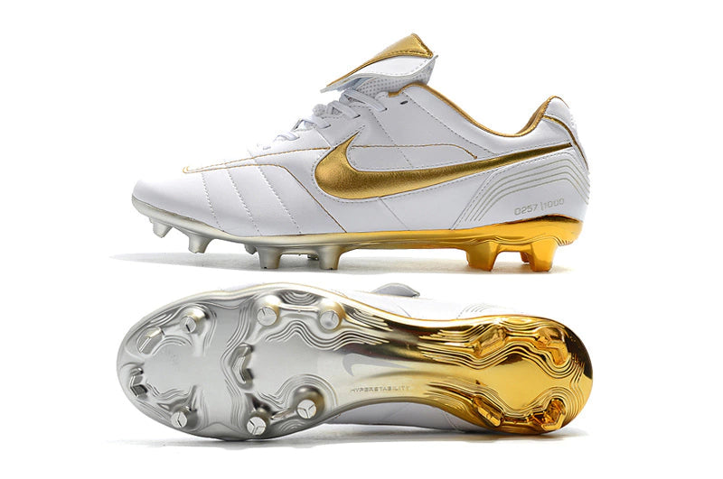 Chuteira Nike 10R Elite FG - Branco/Dourado