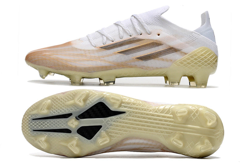 Chuteira Adidas Speedfow.1 FG - Branco/Amarelo