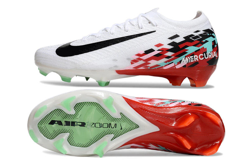 Chuteira Nike Air Zoom Mercurial Vapor 16 Elite FG - Branco/Vermelho