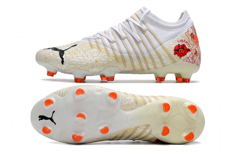 Chuteira Puma Future Z 1.3 Campo FG/AG - Branco/Vermelho