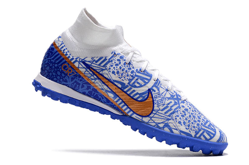 Chuteira Nike Mercurial Superfly 9 Elite Society - CR7 Azul/Branco