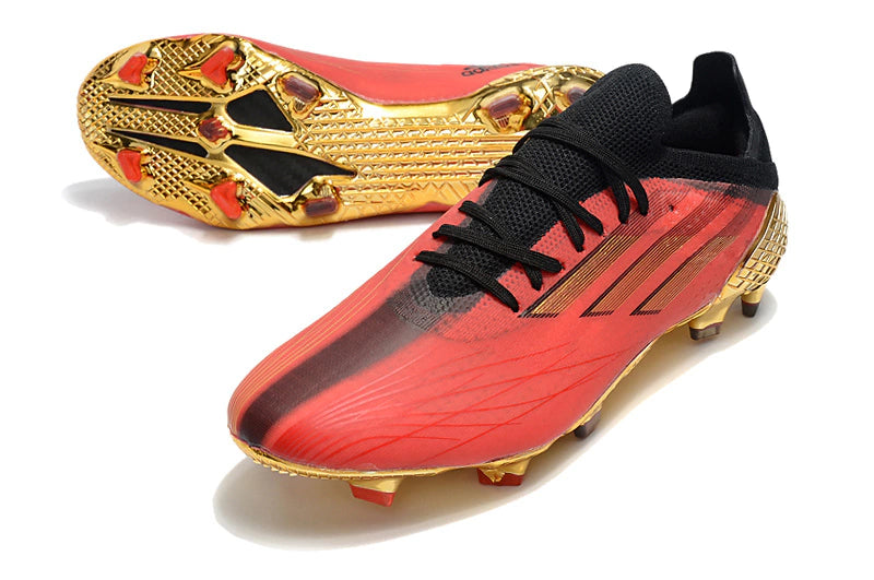 Chuteira Adidas Speedfow.1 FG - Vermelho/Dourado/Preto