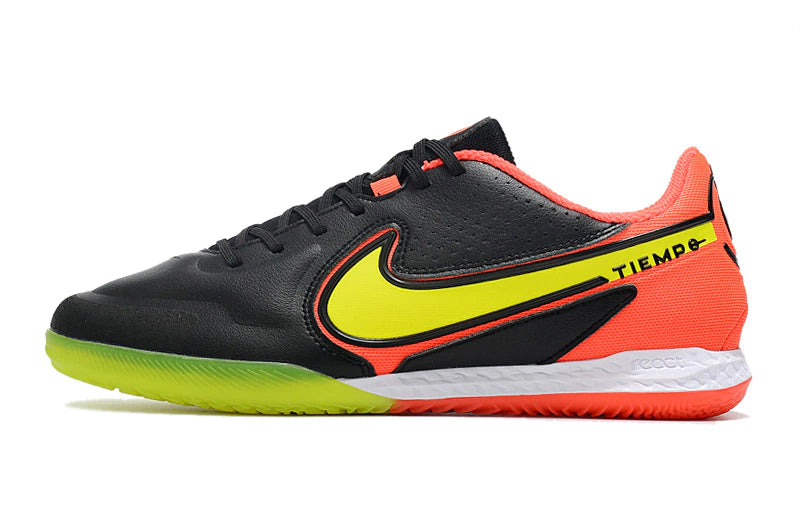Chuteira Nike React Tiempo Legend 9 Pro Futsal IC - Preto/Laranja/Amarelo