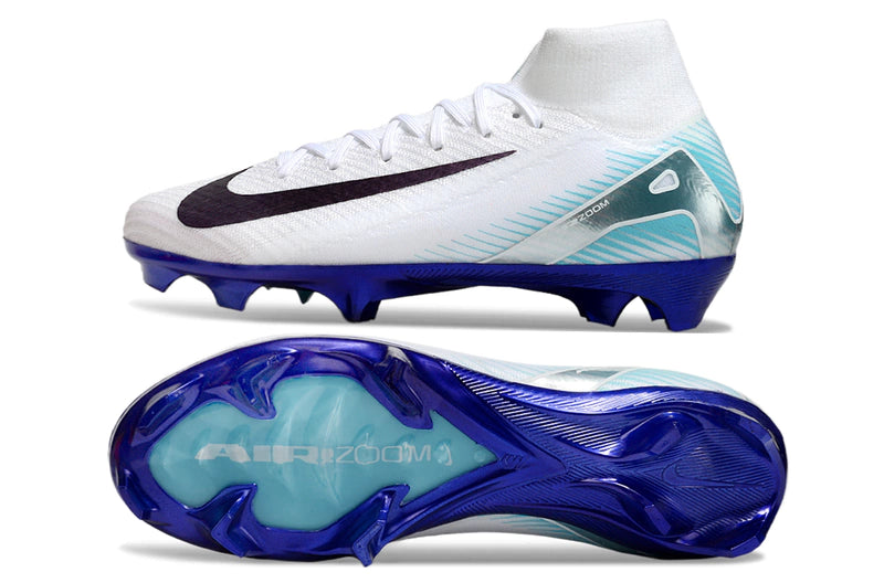 Chuteira Nike Mercurial Superfly 10 Elite Campo - Branco/Azul