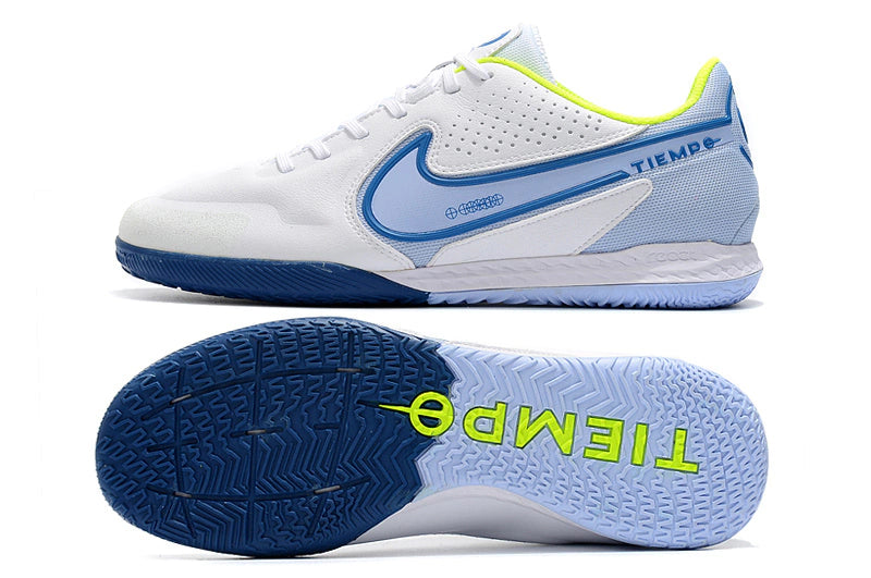 Chuteira Nike React Tiempo Legend 9 Pro Futsal IC - Branco/Azul