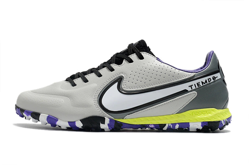 Chuteira Nike Tiempo 9 Pro Society - Cinza/Roxo/Branco