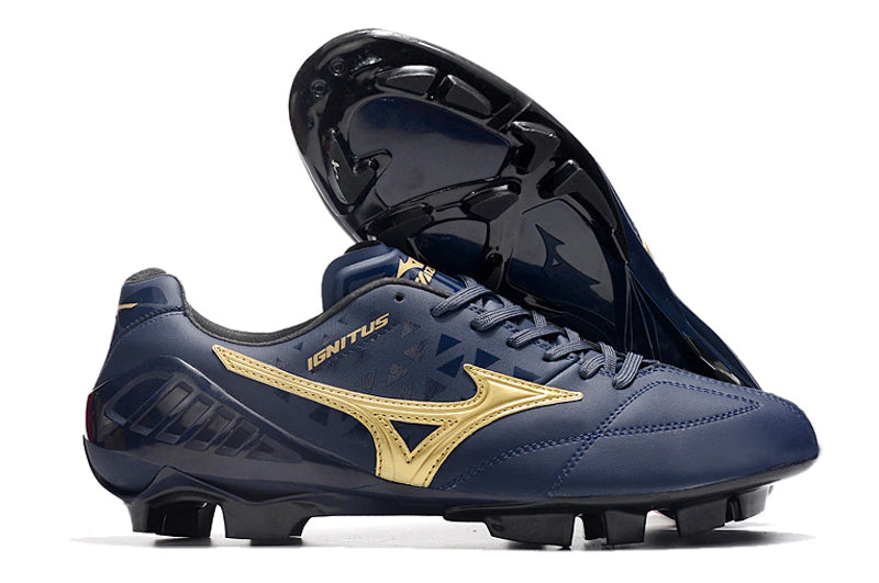 Chuteira Mizuno Wave Ignitus Japan FG - Preto/Dourado