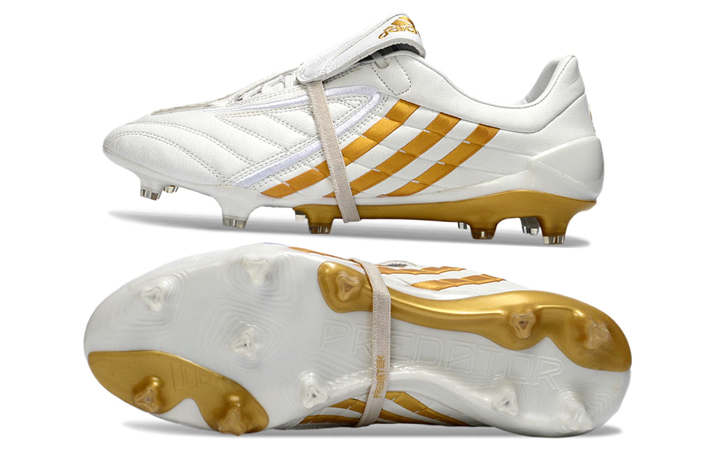 Chuteira Adidas Predator Accelerator FG - Dourado/Branco