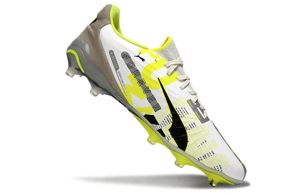 Chuteira Puma King Ultimate X FG - Branco/Verde