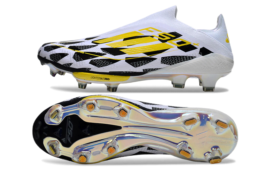 Chuteira Adidas F50+ Elite Campo - Branco/Preto/Dourado