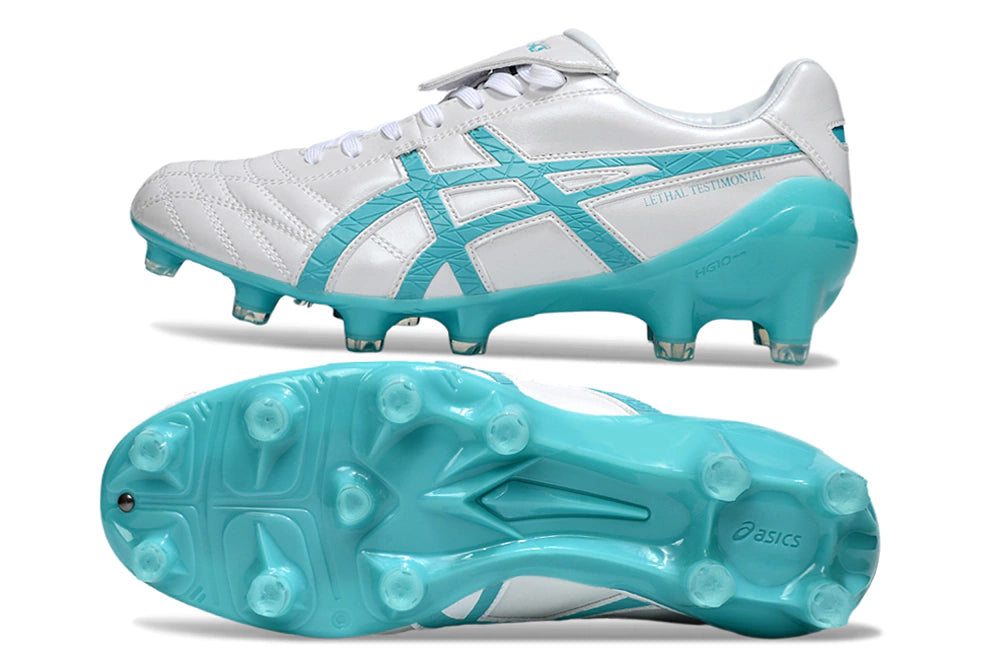 Chuteira Campo Asics Lethal Testimonial 4 IT - Branco/Azul
