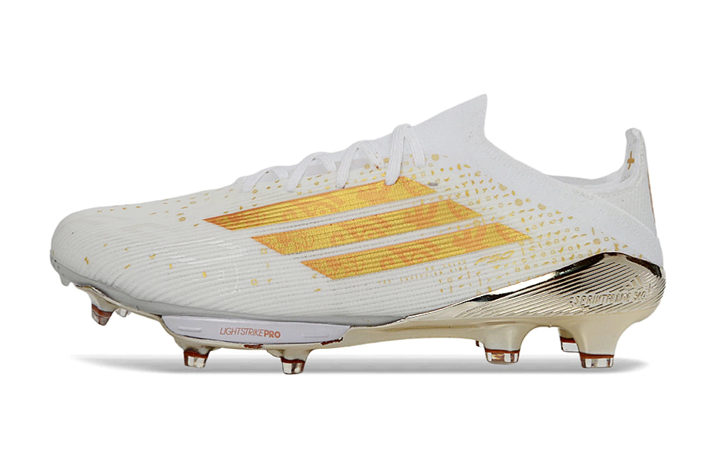 Chuteira Adidas F50.1 Elite Campo - Branco/Dourado