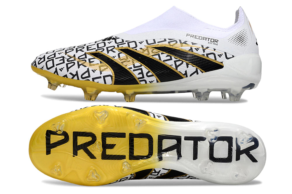 Chuteira Adidas Predator Elite 25 Laceless Campo - Branco/Dourado