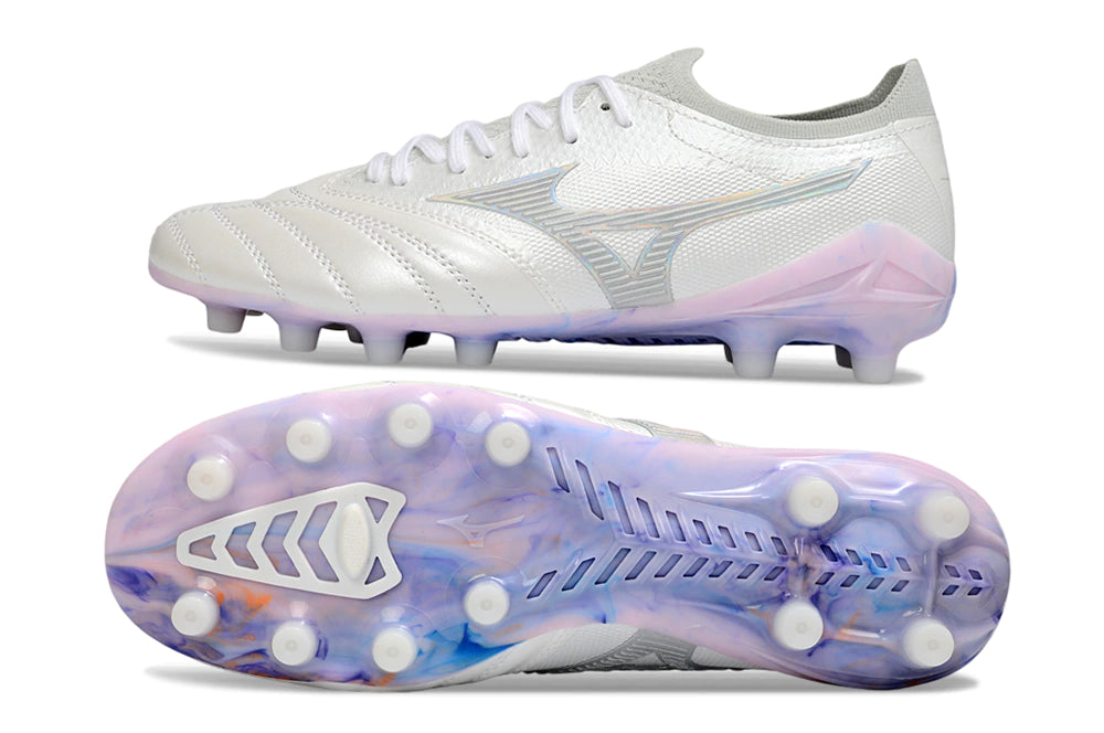 Chuteira Mizuno Morelia Neo 4 Campo - Branco/Rosa