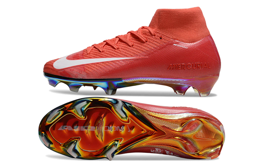 Chuteira Nike Air Zoom Mercurial Superfly 10 Elite Campo - Vermelho/Branco