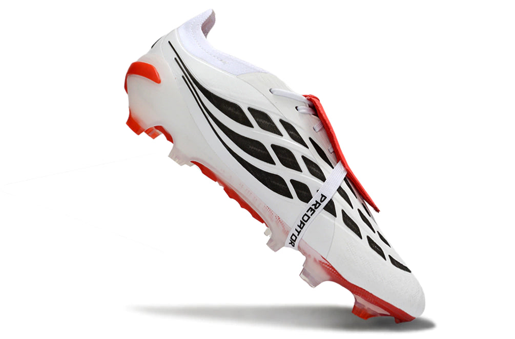 Chuteira Adidas Predator Tongue 26 Elite FG - Branca/Vermelho/Preto