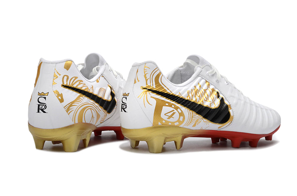 Chuteira Nike Tiempo Legend 7 Elite FG - Branco/Dourado