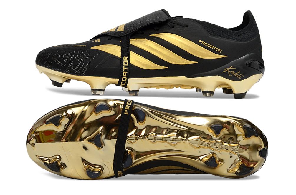 Chuteira Adidas Predator Tongue 26 Elite FG - Preto/Dourado